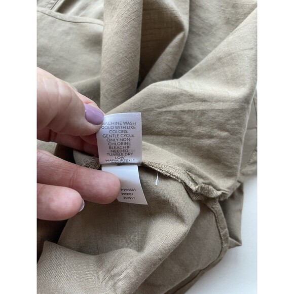 J Jill Large Brown Utility Popover Shirt Khaki Safari Two Pocket Blouse Neutral - Picture 8 of 9
